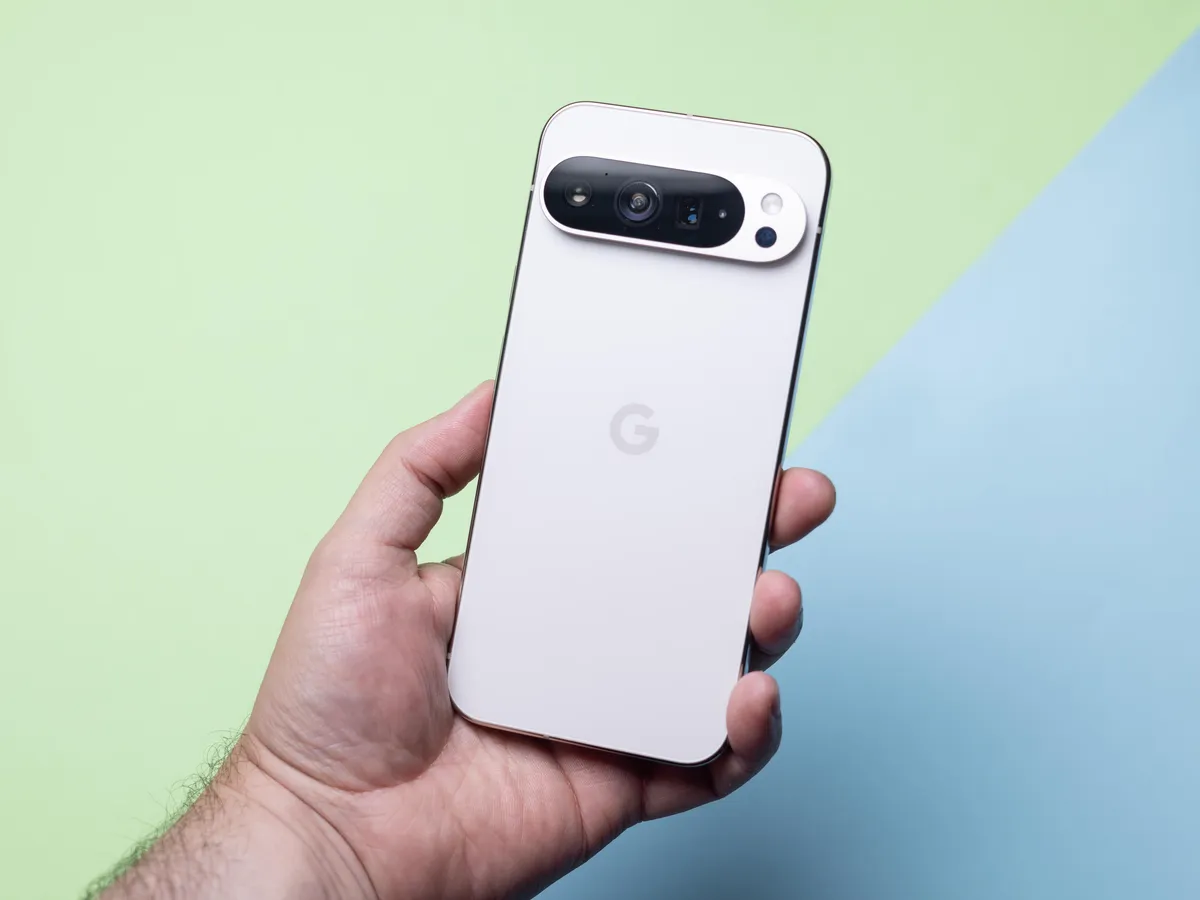 Back view of the Google Pixel Nine Pro XL highlighting its camera bar